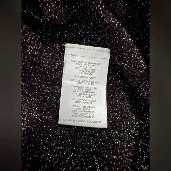 Equipment Femme Ondine Crew Neck Sweater Black/Gold Sparkle Merino Wool/… - Picture 7 of 7